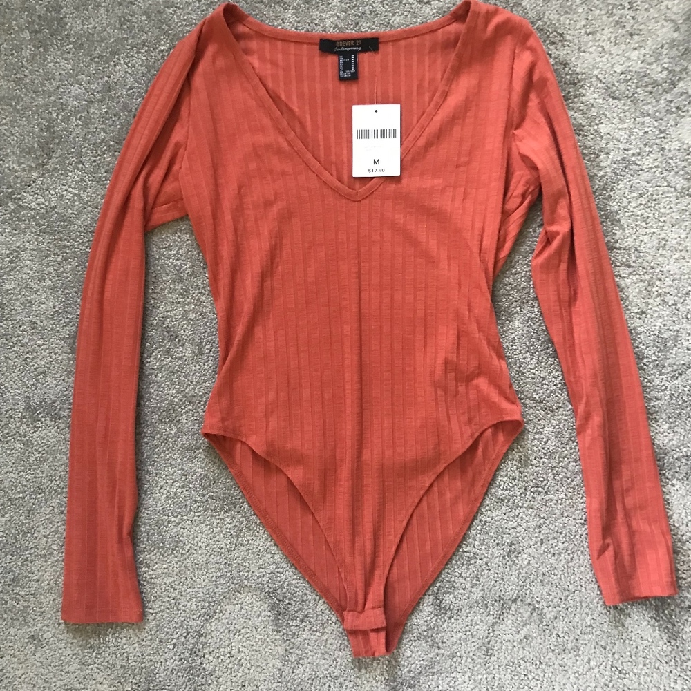 Forever 21 Ginger Long Sleeve Body Suit NWT